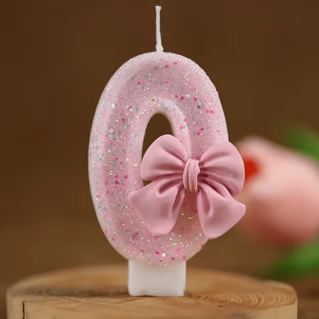 Cute Pink Bow 3D Number Cake Candles for Birthday Party Decorations Birthday Decoration Cake Decorating Tools