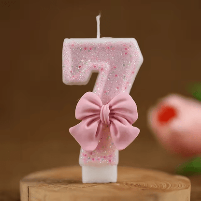 Cute Pink Bow 3D Number Cake Candles for Birthday Party Decorations Birthday Decoration Cake Decorating Tools