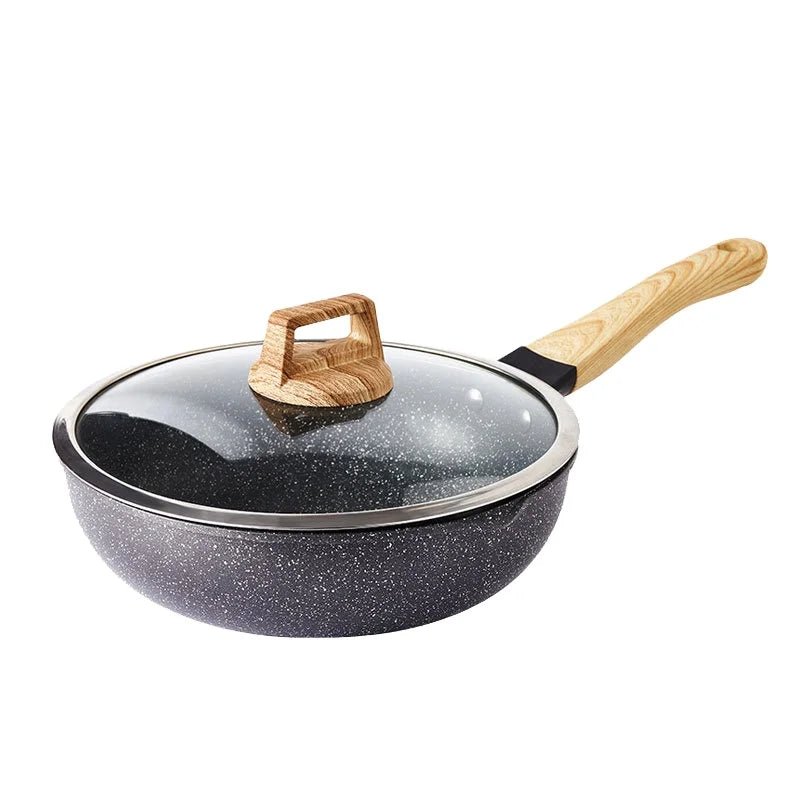 Amelia Grey Frying Pan with Wooden Handle