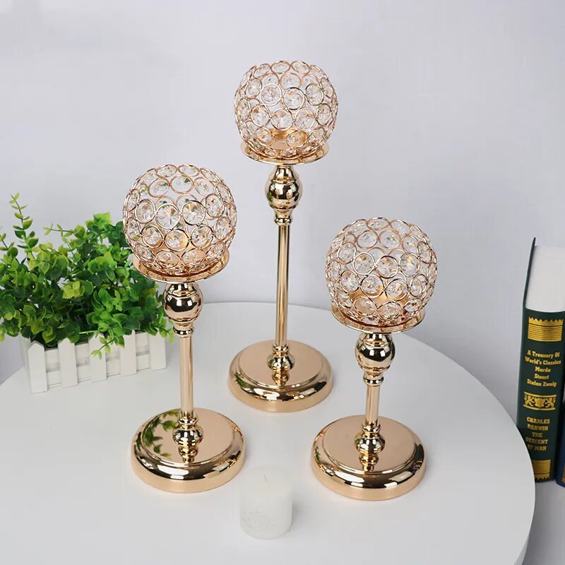 Glass Candle Holders Gold Wedding Gift