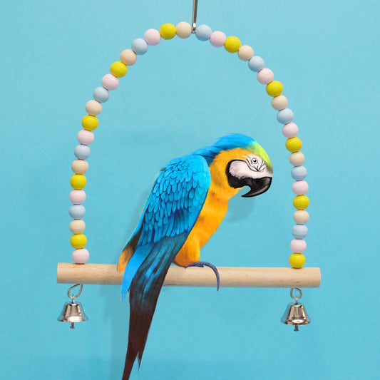 Wooden Bird Swing Perch Parrot Hanging Toy for Small Sized Birds